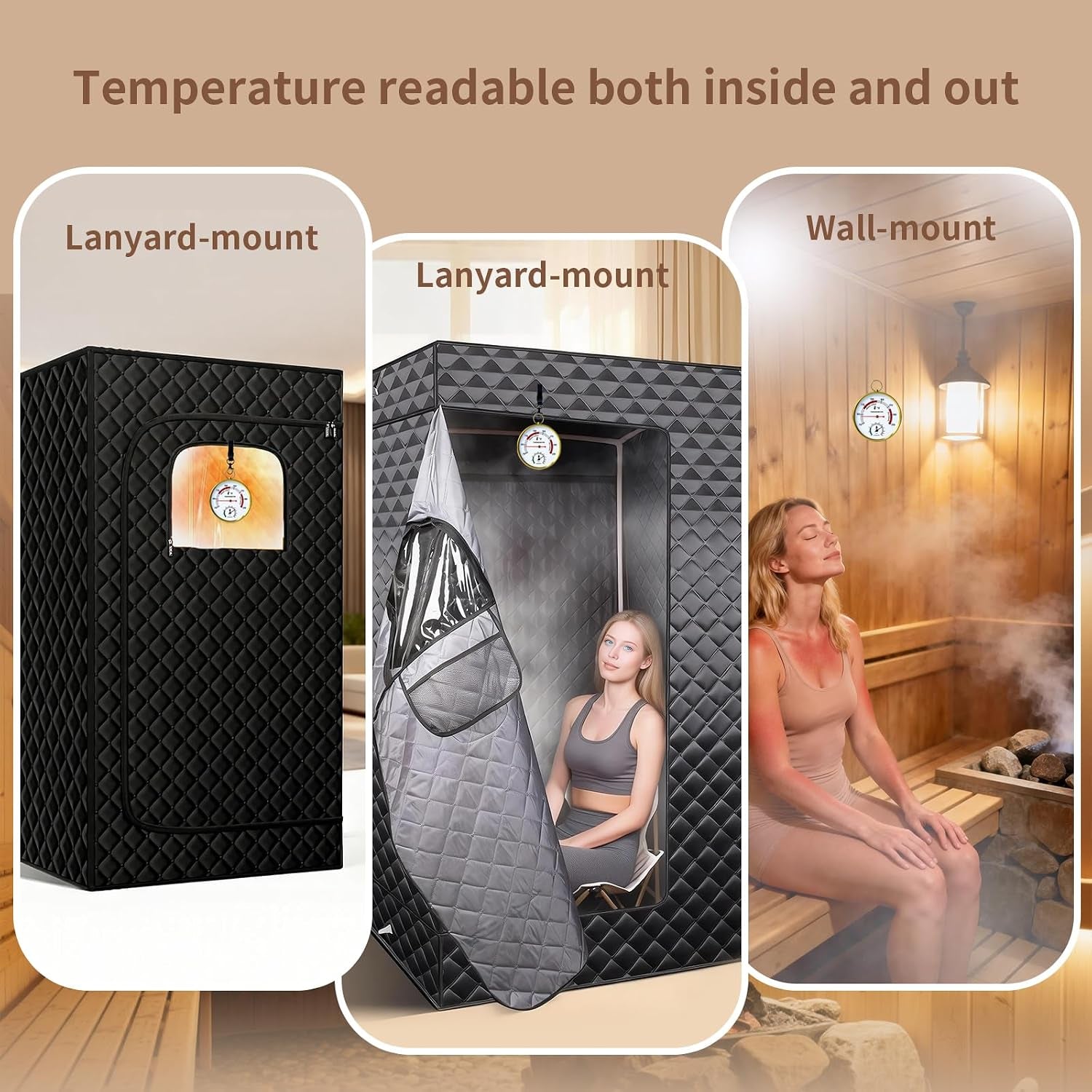 Sauna Thermometer Fahrenheit & Hygrometer, 2026 Upgraded Lanyard-Mounted for Portable Steam Sauna Box, Ideal for Infrared/Indoor/Home Use, Essential Accessory & Gift for Enthusiasts