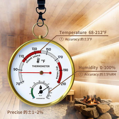 Sauna Thermometer Fahrenheit & Hygrometer, 2026 Upgraded Lanyard-Mounted for Portable Steam Sauna Box, Ideal for Infrared/Indoor/Home Use, Essential Accessory & Gift for Enthusiasts