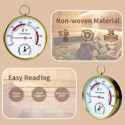 Sauna Thermometer Fahrenheit & Hygrometer, 2026 Upgraded Lanyard-Mounted for Portable Steam Sauna Box, Ideal for Infrared/Indoor/Home Use, Essential Accessory & Gift for Enthusiasts