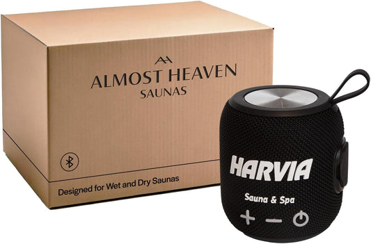 Almost Heaven Bluetooth Sauna Speaker, Portable Waterproof Speakers with Heat Resistance, Designed for Wet & Dry Saunas, Wireless Bluetooth Speaker with USBC Charging, Indoor & Outdoor Saunas (Black)