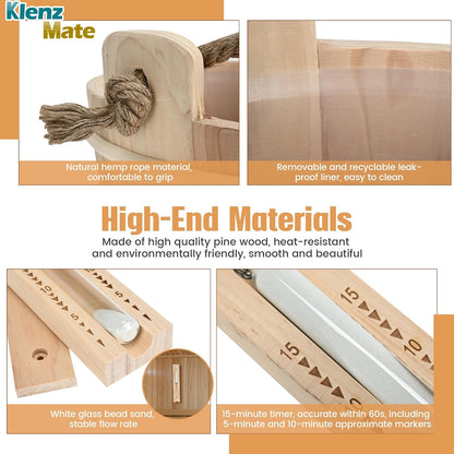 6 Pcs Sauna Accessories Kit, Wooden Sauna Bucket and Ladle Set, Handmade | 1 Gallon Bucket, Thermometer Hygrometer, Sauna Hourglass Timer, Sauna Brush & Pumice Stone, Home Sauna Accessories Set