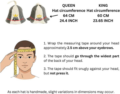 Sauna Gift Set "Sauna King & Queen" - 2 X Sauna Hat Made of 100% Wool Felt + Eucalyptus Sauna Infusion - Luxury Sauna Set for Two - Sauna Accessories & Gift Idea for Sauna Lovers, Wellness