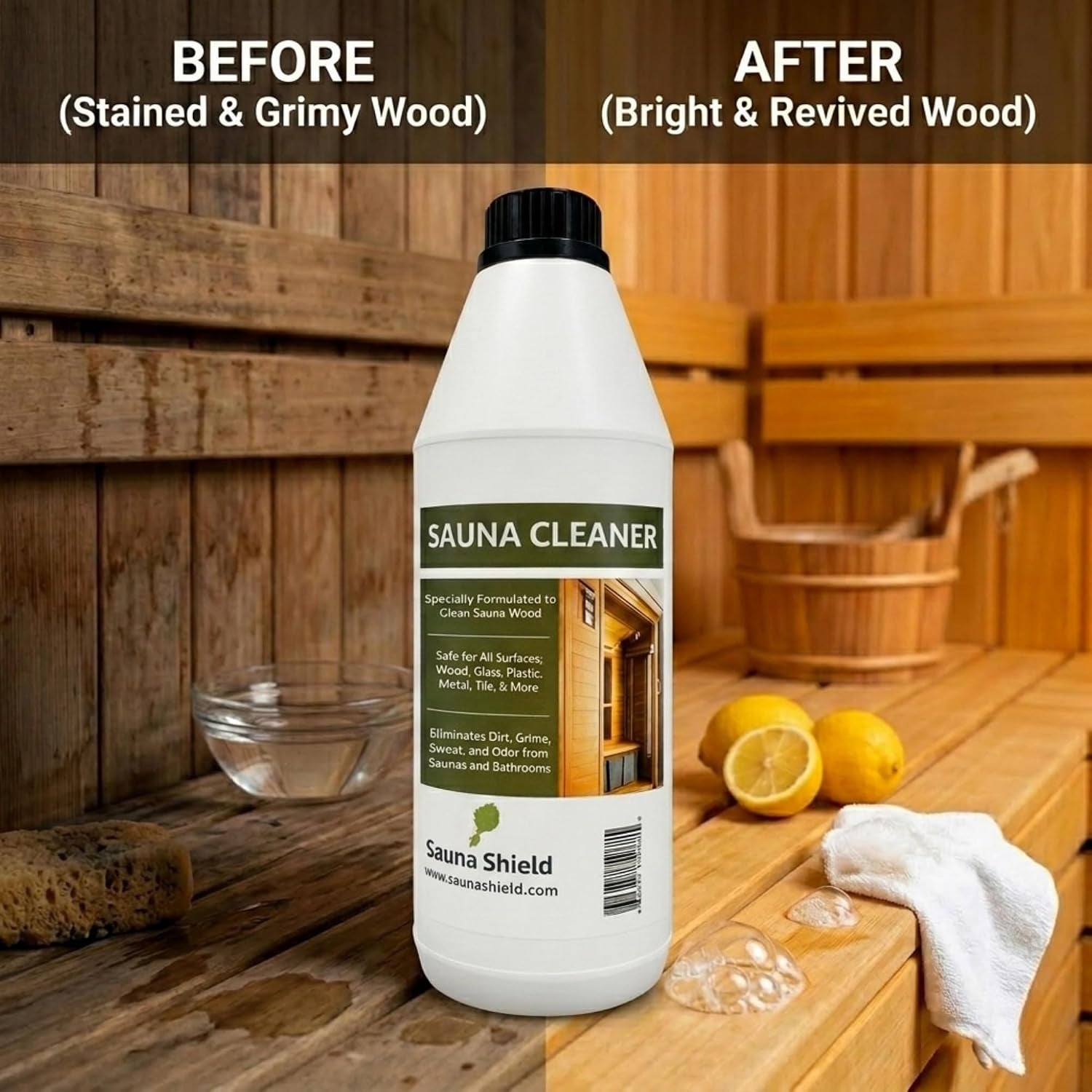 Sauna Care Set – Sauna Wood Oil & Sauna Cleaner (33.8 Fl Oz Each) with Applicator Sponge & Gloves | Protects, Cleans & Nourishes Sauna Wood | for Traditional & Infrared Saunas