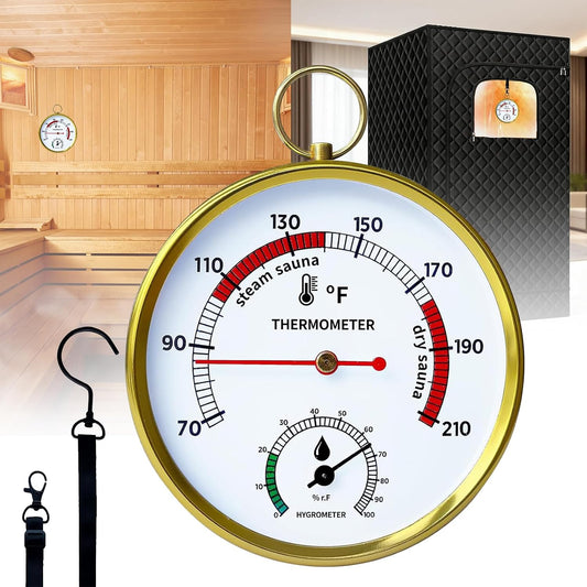 Sauna Thermometer Fahrenheit & Hygrometer, 2026 Upgraded Lanyard-Mounted for Portable Steam Sauna Box, Ideal for Infrared/Indoor/Home Use, Essential Accessory & Gift for Enthusiasts