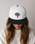 Crying Eye Snapback Hat, Minimalist Streetwear Cap, Gothic Emotional Art Flat Bill